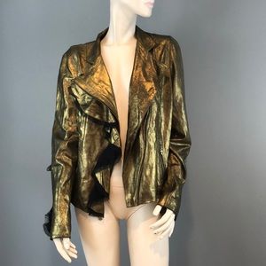 NWT Royal Underground Gold Leather Jacket Sz LG